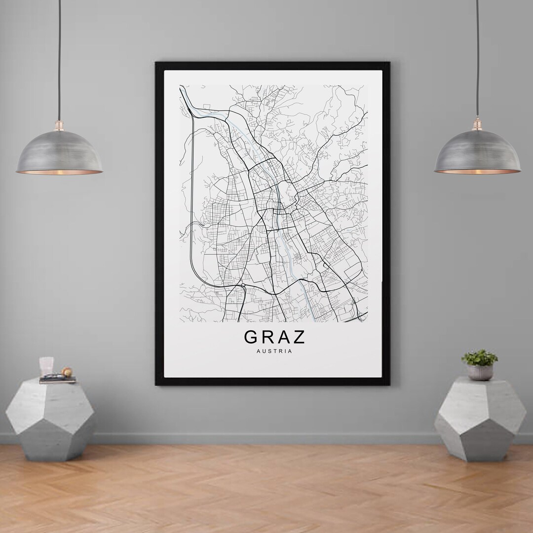 Graz Karte Österreich Stadt Karte Print Minimalist Home Map Poster