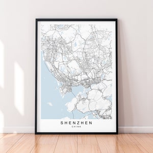 Shenzhen City Map Print Poster Minimalist Home Decor Shenzhen China Map Poster Wall Art Decor