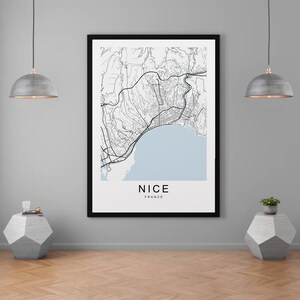 Nizza Karte Frankreich Stadt Karte Druck Minimalist Home Map Poster Wanddekor