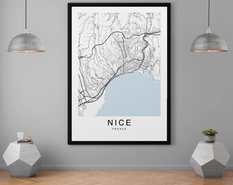 Nizza Karte Frankreich Stadt Karte Druck Minimalist Home Map Poster Wanddekor