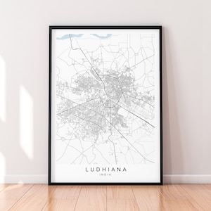 Ludhiana City India Map Print Poster Minimalist Home Ludhiana  India Town City Map Poster Wall Art Decor
