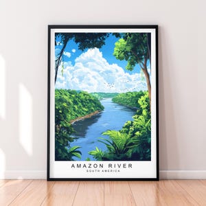 Stampa artistica del fiume Amazzoni Illustrazione Poster del fiume Amazzoni Arte da parete Regalo Stampa senza cornice