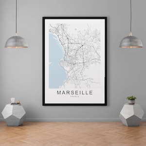 Marseille Map France Town City Map Print Minimalist Home Map Poster Wall Decor