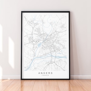 Angers ville carte France impression affiche minimaliste décor à la maison Angers France ville carte affiche mur Art déco