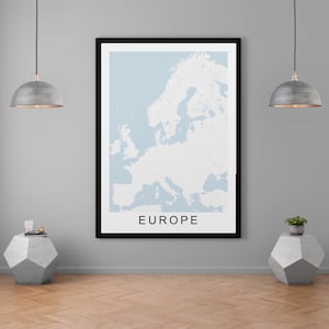 Europe, impression de carte des continents de l'UE, décoration murale minimaliste, affiche de carte