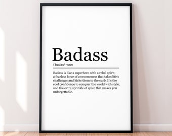Badass Lovely Fun Print Definition Poster Wand Kunst Minimalistischen Geschenk Print