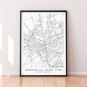 Newcastle upon Tyne Stadt England Karte Print Poster Minimalist Home Decor Newcastle upon Tyne England UK Karte Poster Wand Kunst Dekor