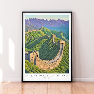 Great Wall of China Illustration Print Great Wall of China Poster Wall Art Gift Unframed Print