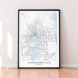 Jacksonville Florida City Map Print Poster Minimalist Home Decor Jacksonville Florida USA Map Poster Wall Art Decor