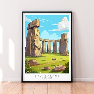 Stonehenge Illustration Print Stonehenge Monument Wiltshire Travel Poster Gift Unframed Print