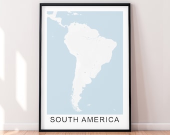 South America Map Print Poster Minimalist Home Decor South America Map Poster Wall Art Decor