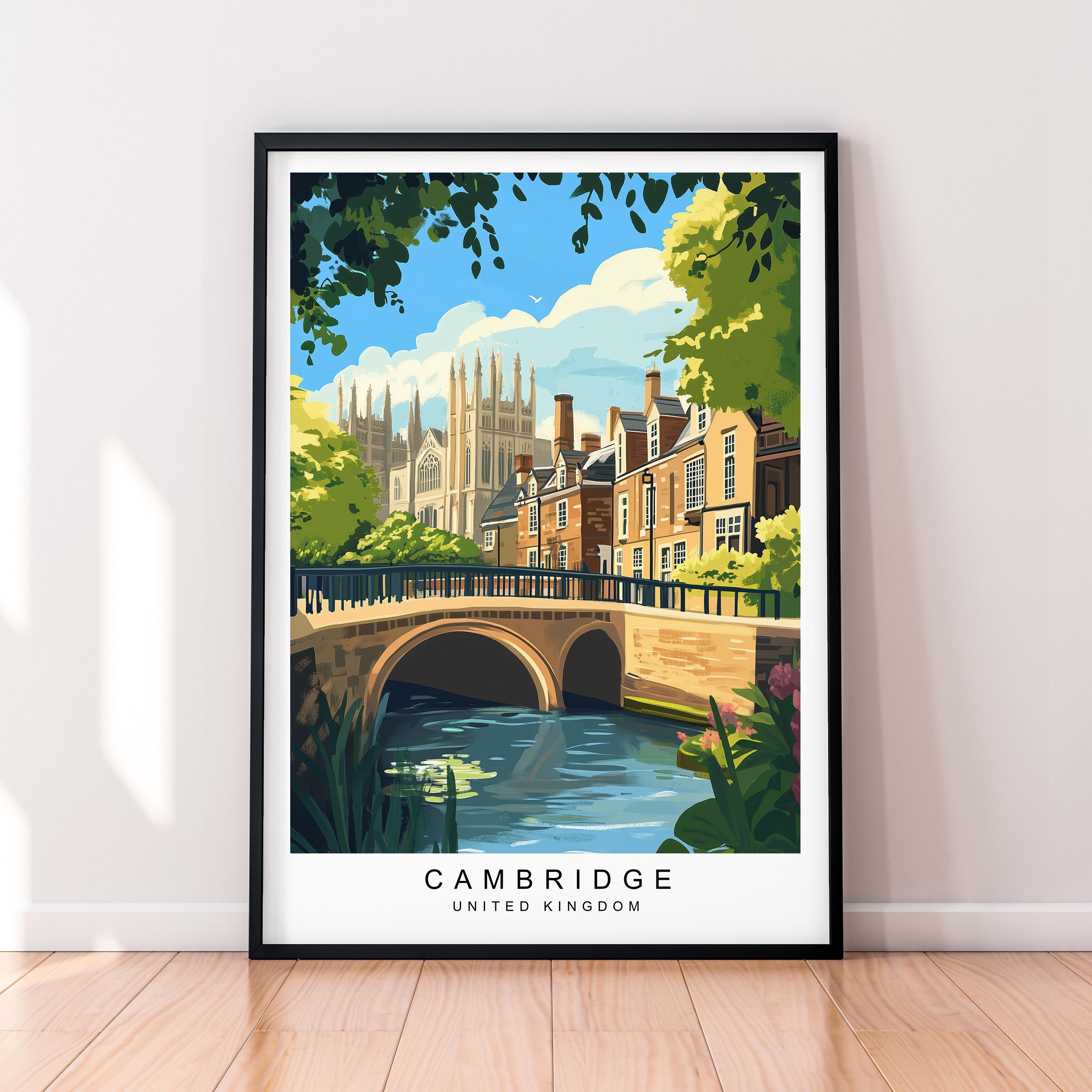 Cambridge Travel Print Illustration Cambridge United Kingdom Poster Wall Art Gift Unframed Print