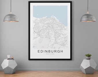 Edinburgh Map Scotland UK City Map Print Minimalist Home Map Poster Wall Decor