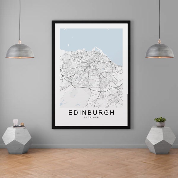 Edinburgh Map Scotland UK City Map Print Minimalist Home Map Poster Wall Decor