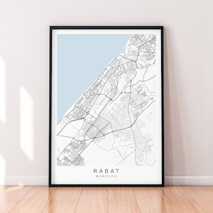 Rabat Maroc Ville Carte Imprimer Affiche Minimaliste Décor À La Maison Rabat Maroc Carte Affiche Mur Art Décor