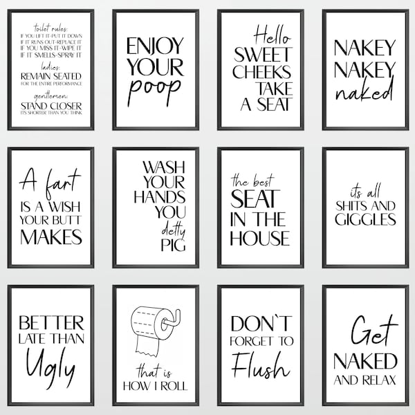 Bathroom Print Unframed Print Poster Home Décor Gift Typography Prints Gift Unframed Minimalist Funny Fun Prints Posters