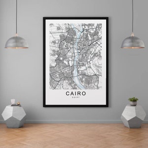 Carte du Caire Egypte carte de la ville impression minimaliste maison carte affiche décoration murale