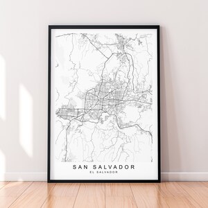 San Salvador City Map Print Poster Minimalist Home San Salvador El Salvador Map Poster Wall Art Decor