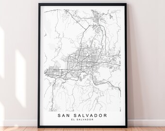 San Salvador City Map Print Poster Minimalist Home San Salvador El Salvador Map Poster Wall Art Decor