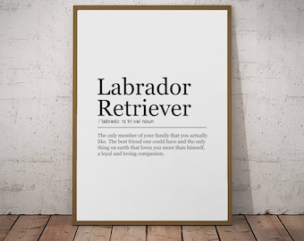 Labrador Retriever Print Definition Poster Wall Art Minimalist Gift 1st Dog Print