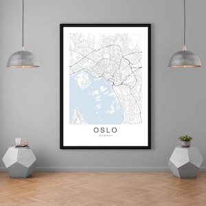 Oslo City Map Print Minimalistische Home Map Oslo Noorwegen Poster Wall Decor