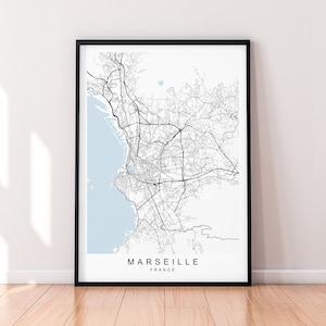 Marseille City Map France Print Poster Minimalist Home Decor Marseille France Town Map Poster Wall Art Decor