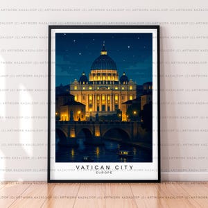Affiche Vaticane de nuit, illustration sans cadre, affiche d&#39;art