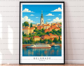 Belgrade Serbia Unframed Illustration Print Poster Art, Belgrade Wall Art, Serbia Travel Print, Scenic Architecture Landscape Poster Artwork
