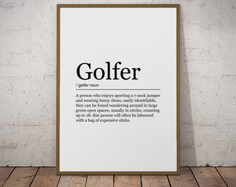 Golfer Print Definition Poster Wall Art Minimalist Gift Golf Print