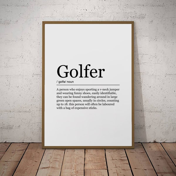 Golfer Print Definition Poster Wall Art Minimalist Gift Golf Print