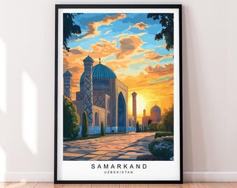 Samarkand Sunset Illustration Print Samarkand Poster Wall Art Gift Unframed Print
