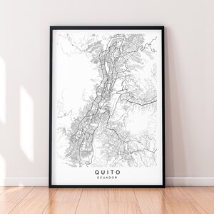 Quito City Map Print Poster Minimalist Home Decor Quito Ecuador Map Poster Wall Art Decor