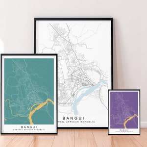 Bangui Stadt Karte Druck Minimalist Bangui Zentralafrikanische Republik Home Karte Poster Wand-Dekor - gemischte Farben erhältlich
