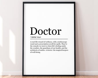 Doctor Fun Print Definition Poster Wall Art Doctor Minimalist Gift Print