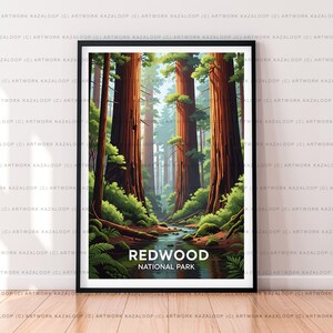 Redwood National Park Unframed Illustration Print Poster Art Scenic Forest Landscape Giant Trees Nature Wall Decor Redwood National Park