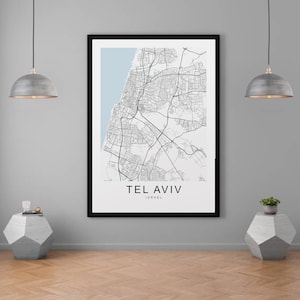 Tel Aviv carte Israël ville impression minimaliste Tel Aviv maison carte affiche décoration murale