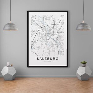 Salzburg Karte Österreich Stadt Karte Druck Minimalist Home Map Poster Wanddekor
