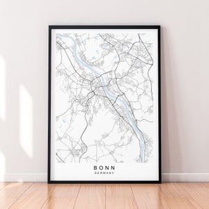 Bonn City Map Germany Print Poster Minimalist Home Decor Bonn Germany  Map Poster Wall Art Decor