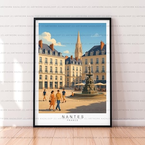 Nantes France Unframed Illustration Print Poster Art, Nantes Wall Art, Travel Artwork, French Architecture Poster, Historic Square Print
