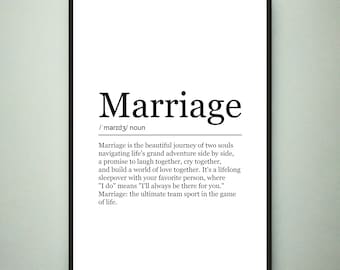 Marriage Funny Print Definition Poster Wall Art Marriage Meaning Minimalist Gift Print