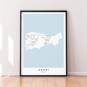 Capri Island Karte Italien Print Poster Minimalist Home Decor Capri Island Italia Karte Poster Wall Art Decor