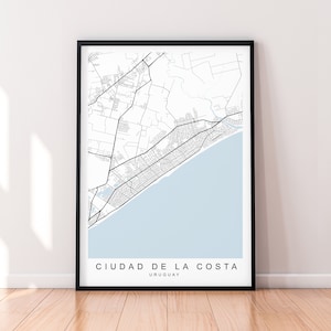 Ciudad De La Costa Uruguay Map Print Poster Minimalist Home Ciudad De La Costa Map Poster Wall Art Decor