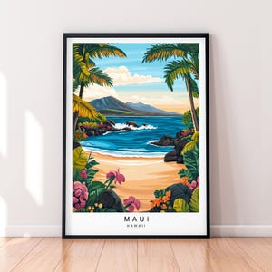 Maui Travel Art Illustrazione Stampa Maui Island Poster Wall Art Regalo Stampa senza cornice