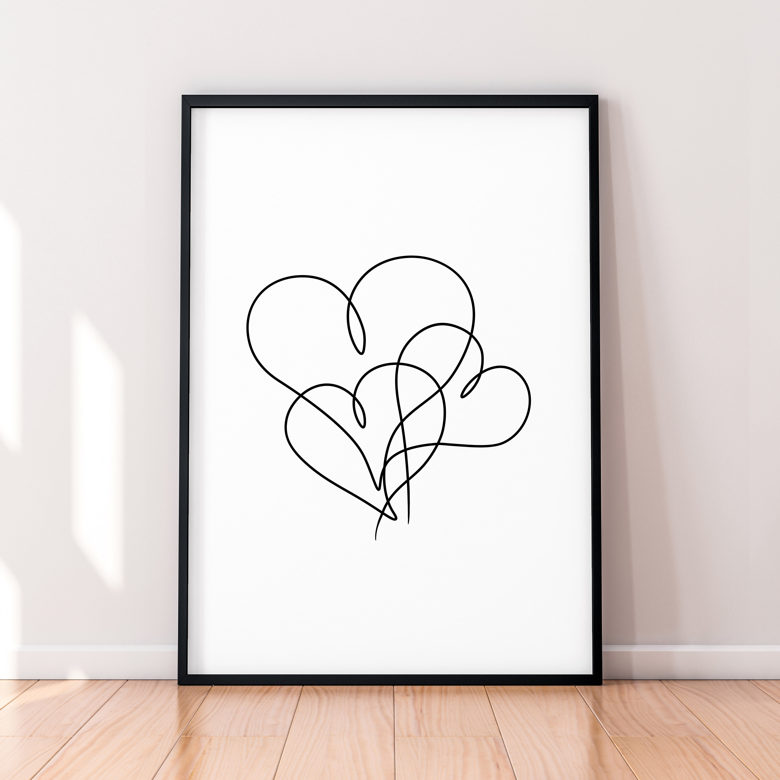 Black and White Heart Love Print Art Poster Wall Art
