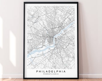 Filadelfia Pennsylvania Mappa della città Stampa Poster Minimalista Home Decor Filadelfia Pennsylvania USA Mappa Poster Wall Art Decor