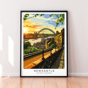 Newcastle upon Tyne Sunset Illustration Print Newcastle upon Tyne UK Poster Wall Art Gift Unframed Print