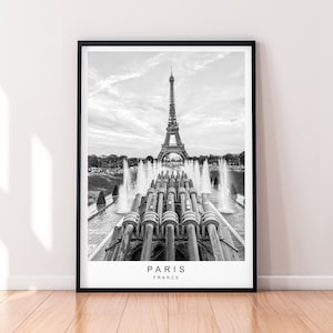 Paris Eiffel Tower France Fountains Print Minimalist Home Travel Poster Wall Art Decor