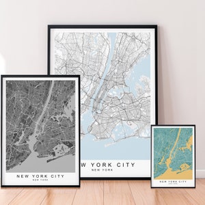 New York City Map Poster Print Minimalist New York USA Home Map Poster Wall Decor