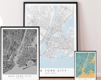 New York City Map Poster Print Minimalist New York USA Home Map Poster Wall Decor