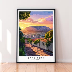 Cape Town Sunset Print Illustration Cape Town South Africa Poster Wall Art Gift Unframed Print